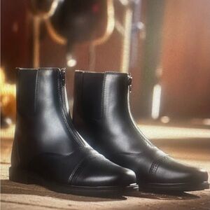 Men's Black Leather Chukka Boots with Front Zip